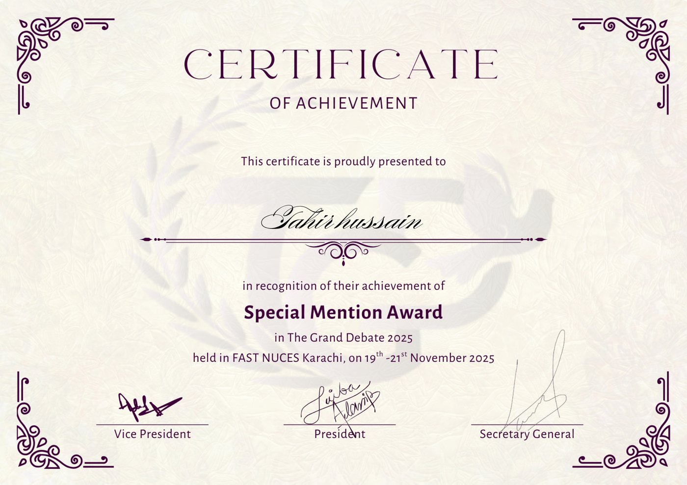 Special Mention Award — The Grand Debate 2025